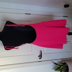 Hot Pink Scallop and Lace Dress with low cut back Size S